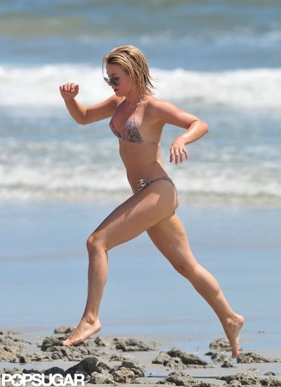 Julianne Hough wore a bikini to run in the sand. Julianne Hough wore a bikini to run in the sand.