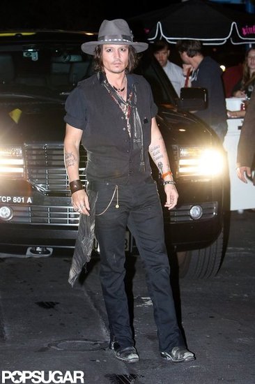 Johnny Depp got out of the car at Aerosmith's afterparty in LA. Johnny Depp got out of the car at Aerosmith's afterparty in LA.
