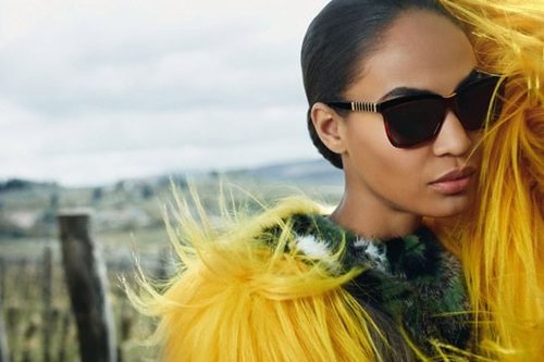 Yellow fur and big sunglasses — it's all-out glamour for Fendi.
Yellow fur and big sunglasses — it's all-out glamour for Fendi.