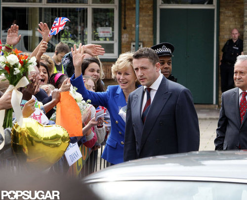 Naomi Watts waved to fans while filming as Princess Diana.
Naomi Watts waved to fans while filming as Princess Diana.