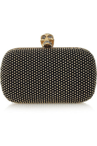 Alexander McQueen | Classic Skull studded suede box clutch | NET-A-PORTER.COM