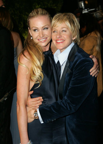 Portia de Rossi and Ellen DeGeneres stuck together at a February 2007 Oscar party in LA.
Portia de Rossi and Ellen DeGeneres stuck together at a February 2007 Oscar party in LA.