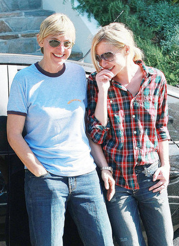 Ellen DeGeneres and Portia de Rossi cuddled up in LA in October 2008.
Ellen DeGeneres and Portia de Rossi cuddled up in LA in October 2008.
