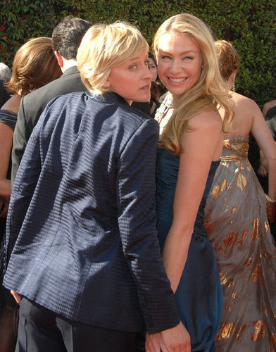 Ellen DeGeneres and Portia de Rossi got goofy on the carpet at the Emmys in September 2007.
Ellen DeGeneres and Portia de Rossi got goofy on the carpet at the Emmys in September 2007.