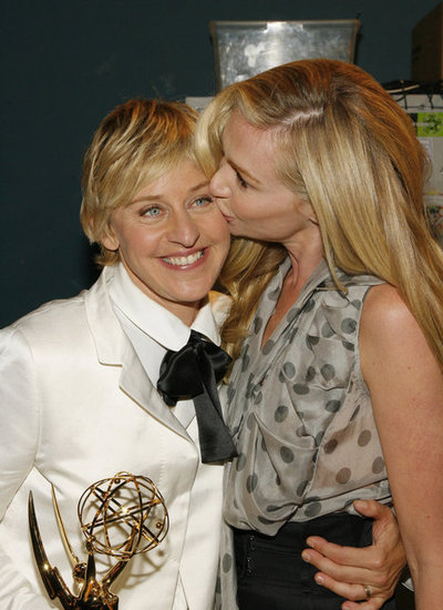 Portia de Rossi kissed Ellen DeGeneres after her Emmy win in June 2007.
Portia de Rossi kissed Ellen DeGeneres after her Emmy win in June 2007.