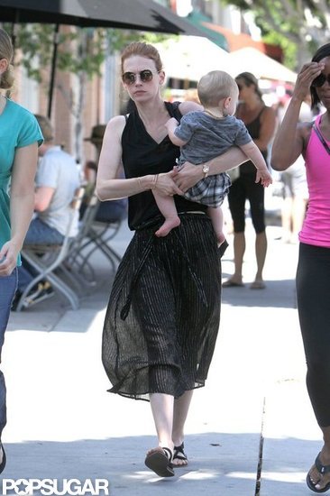 January Jones carried baby Xander while walking in LA.
January Jones carried baby Xander while walking in LA.