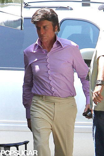 Michael Douglas wore a gray wig on the set of Behind the Candelabra.
Michael Douglas wore a gray wig on the set of Behind the Candelabra.