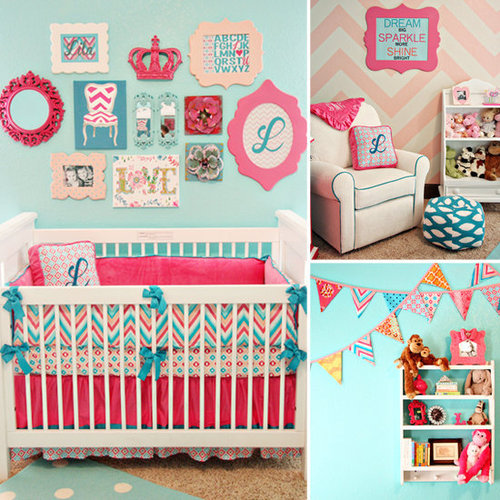 A Bold Aqua and Pink Baby Girl's Room A Bold Aqua and Pink Baby Girl's Room