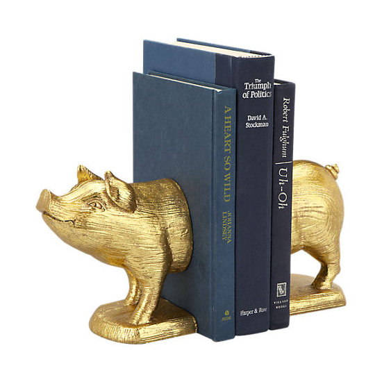 For a fun, playful pick, keep your books neat with this gilded pig.
CB2 Gold Pig Bookends ($30)
For a fun, playful pick, keep your books neat with this gilded pig.
CB2 Gold Pig Bookends ($30)