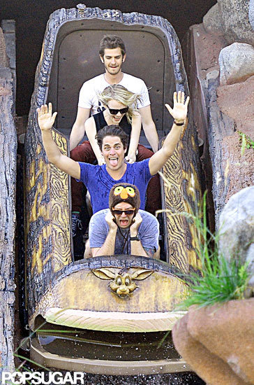 Emma Stone and Andrew Garfield went on a ride while visiting Disneyland.
Emma Stone and Andrew Garfield went on a ride while visiting Disneyland.