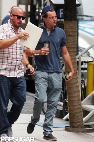 Leonardo DiCaprio wore a backwards baseball cap.
Leonardo DiCaprio wore a backwards baseball cap.
