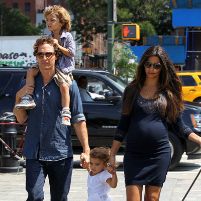 Matthew McConaughey, Pregnant Camila Alves and Kids Pictures Walking in Tribeca NYC