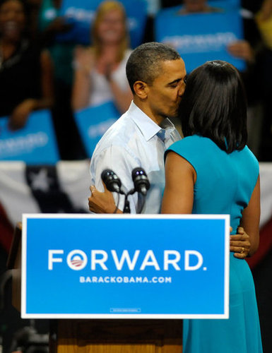 The first couple showed the love at a campaign rally in Richmond, VA.
The first couple showed the love at a campaign rally in Richmond, VA.