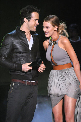 Blake Lively and Ryan Reynolds shared the stage at the Scream Awards in October 2010.
Blake Lively and Ryan Reynolds shared the stage at the Scream Awards in October 2010.