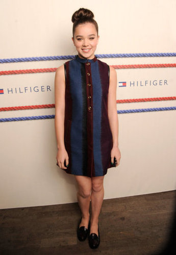Hailee Steinfeld looked classic — and totally cute — in a vertically striped shift dress and velvet loafers at the Tommy Hilfiger show.
Hailee Steinfeld looked classic — and totally cute — in a vertically striped shift dress and velvet loafers at the Tommy Hilfiger show.