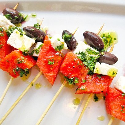 Watermelon and Feta Skewer Recipe 2011-08-04 13:25:11