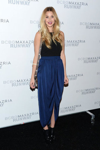 Whitney Port stepped out in a brilliant blue maxi skirt — and bright red lip — for BCBG Max Azria.
Whitney Port stepped out in a brilliant blue maxi skirt — and bright red lip — for BCBG Max Azria.