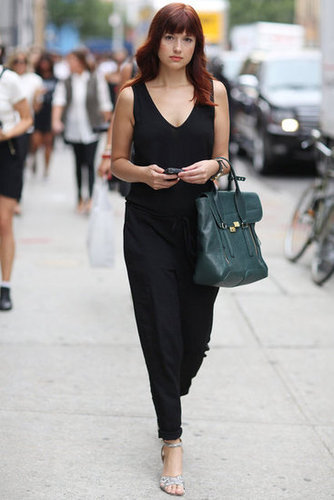 Fashionologie's Christina Perez showed off a jumpsuit and her trusty Phillip Lim Pashli.
Source: Greg Kessler
Fashionologie's Christina Perez showed off a jumpsuit and her trusty Phillip Lim Pashli.
Source: Greg Kessler
