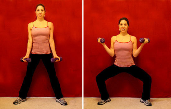 Wide Squats With Biceps