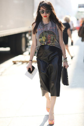 This leather skirt got a 'laxed finish with a distressed tee.
Source: Greg Kessler
This leather skirt got a 'laxed finish with a distressed tee.
Source: Greg Kessler
