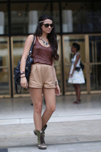 Mix and match neutrals and a headband get this street styler noticed.
Mix and match neutrals and a headband get this street styler noticed.