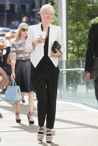 A structured white blazer topped off an all-black look — bonus points for killer heels.
Source: Greg Kessler
A structured white blazer topped off an all-black look — bonus points for killer heels.
Source: Greg Kessler