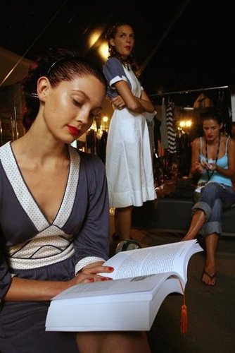 The quiet before the storm included reading for this model at the L'Oreal Melbourne Fashion Festival in 2006.
The quiet before the storm included reading for this model at the L'Oreal Melbourne Fashion Festival in 2006.