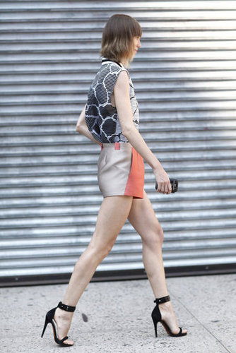 Sky-high ankle straps gave this shorts look a little sex appeal.
Source: Greg Kessler
Sky-high ankle straps gave this shorts look a little sex appeal.
Source: Greg Kessler