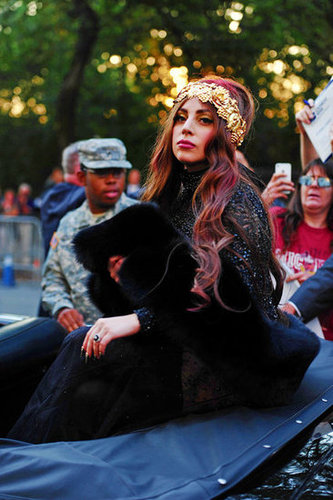 Pictures of Lady Gaga In a Red Convertible in New York to Launch Her Perfume Fame