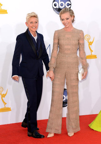 Ellen DeGeneres and Portia De Rossi graced the carpet hand-in-hand.
Ellen DeGeneres and Portia De Rossi graced the carpet hand-in-hand.