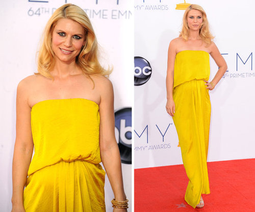 Pictures of Pregnant Claire Danes in Yellow Lanvin Dress at the 2012 Emmy Awards