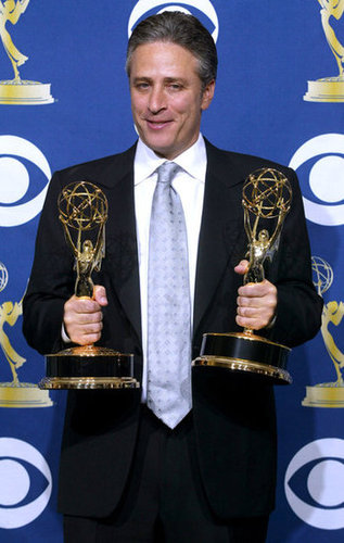 Jon Stewart had his hands full of prizes in 2005.
Jon Stewart had his hands full of prizes in 2005.