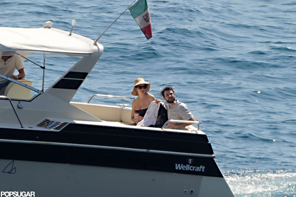 Tom Sturridge and Sienna Miller took a small boat to a larger one in Positano.
Tom Sturridge and Sienna Miller took a small boat to a larger one in Positano.