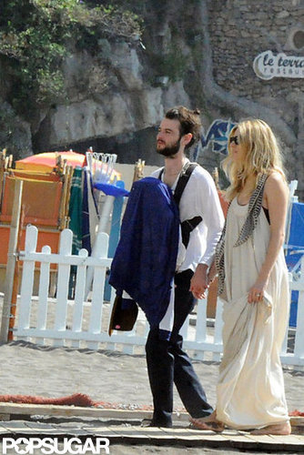 Tom Sturridge and Sienna Miller brought baby Marlowe Sturridge with them to Positano.
Tom Sturridge and Sienna Miller brought baby Marlowe Sturridge with them to Positano.