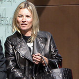 Shop Kate Moss's Brand-New Black Leather Coat Shop Kate Moss's Brand-New Black Leather Coat