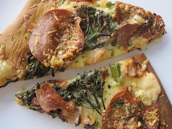 Pepperoni and Broccoli Rabe Pizza