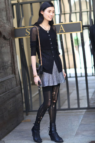 Tattered tights gave this mini and cardigan edgy undertones.
Source: Greg Kessler
Tattered tights gave this mini and cardigan edgy undertones.
Source: Greg Kessler