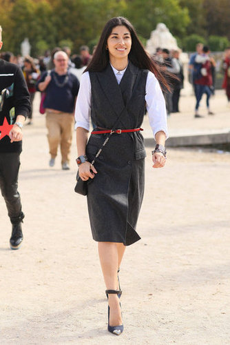 Caroline Issa worked a tailored coat dress and sexy heels.
Caroline Issa worked a tailored coat dress and sexy heels.