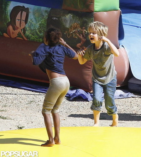 Shiloh and Zahara bounced around.
Shiloh and Zahara bounced around.