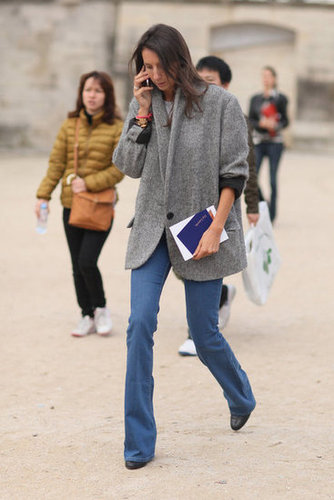 Oversized layers on top prove the perfect match for a slim-fitted flared jean.
Oversized layers on top prove the perfect match for a slim-fitted flared jean.