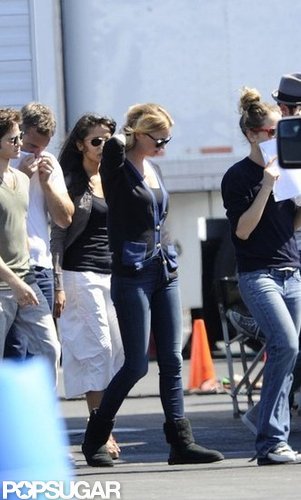 Emily VanCamp walked onto the set of Revenge in LA.
Emily VanCamp walked onto the set of Revenge in LA.