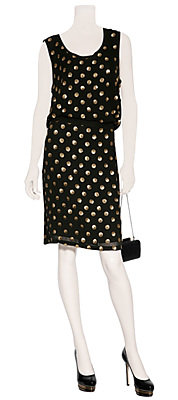 Suno - Black Sequined Polka Dot Silk Dress