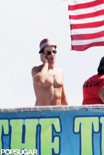 Matt Bomer talked on the phone between scenes on the Florida set of Magic Mike in October 2011.
Matt Bomer talked on the phone between scenes on the Florida set of Magic Mike in October 2011.