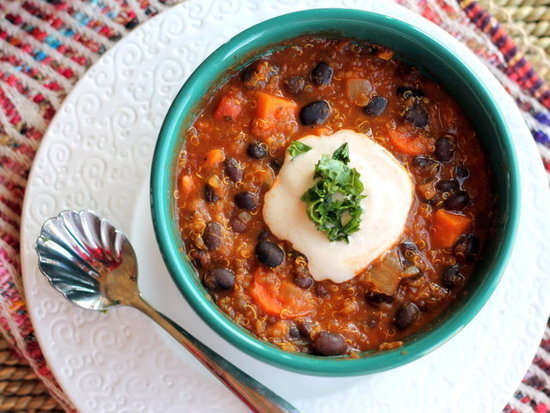 Black Bean, Sweet Potato, and Quinoa Chili