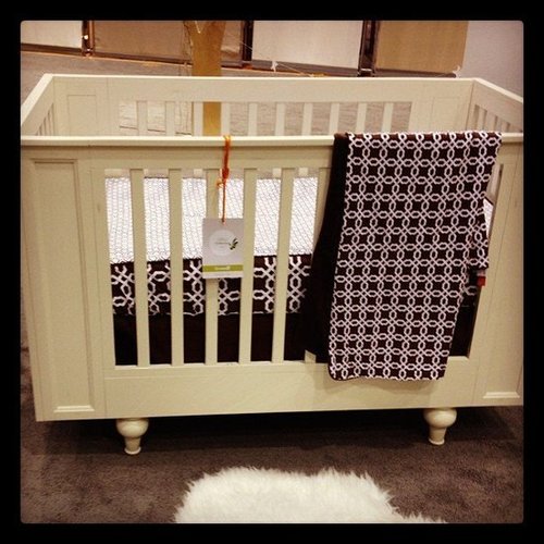 Dutailier is introducing new cribs that are a cross between traditional and modern design.
Dutailier is introducing new cribs that are a cross between traditional and modern design.