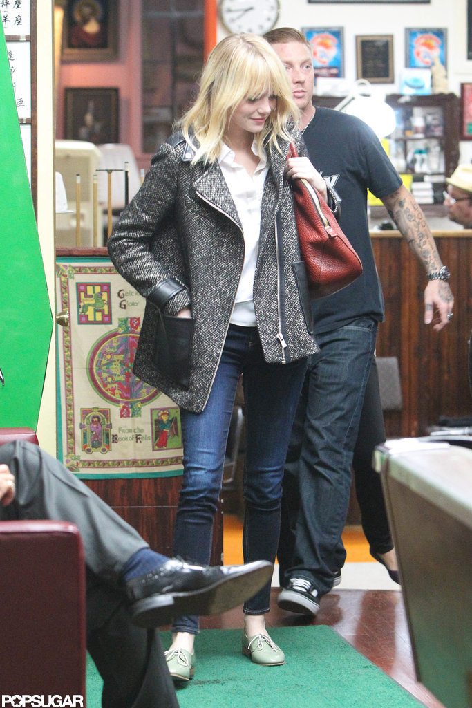 Emma Stone smiled as she left Shamrock Tattoo. Emma Stone smiled as she left Shamrock Tattoo.