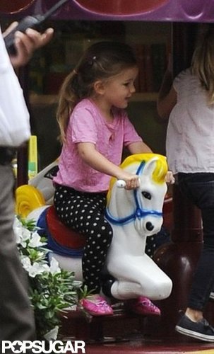 Seraphina Affleck climbed onto a fake horse in LA.
Seraphina Affleck climbed onto a fake horse in LA.