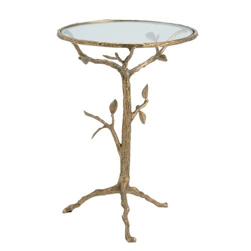 With a glass top and brass bottom, the Anteriors Sherwood Brass Glass Accent Table ($672) offers a glamorous take on nature-inspired decor.
With a glass top and brass bottom, the Anteriors Sherwood Brass Glass Accent Table ($672) offers a glamorous take on nature-inspired decor.
