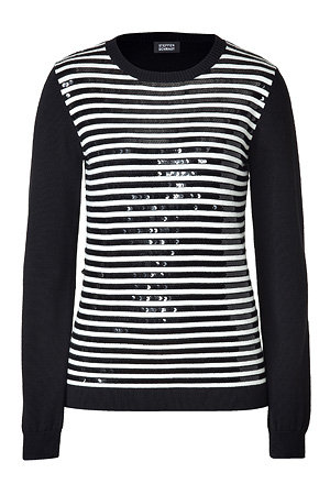 We love the shimmery finish on Steffen Schraut's black and cream sequin and stripe pullover ($310).
We love the shimmery finish on Steffen Schraut's black and cream sequin and stripe pullover ($310).