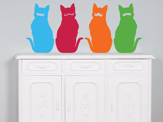 Mustached Cat Wall Decals